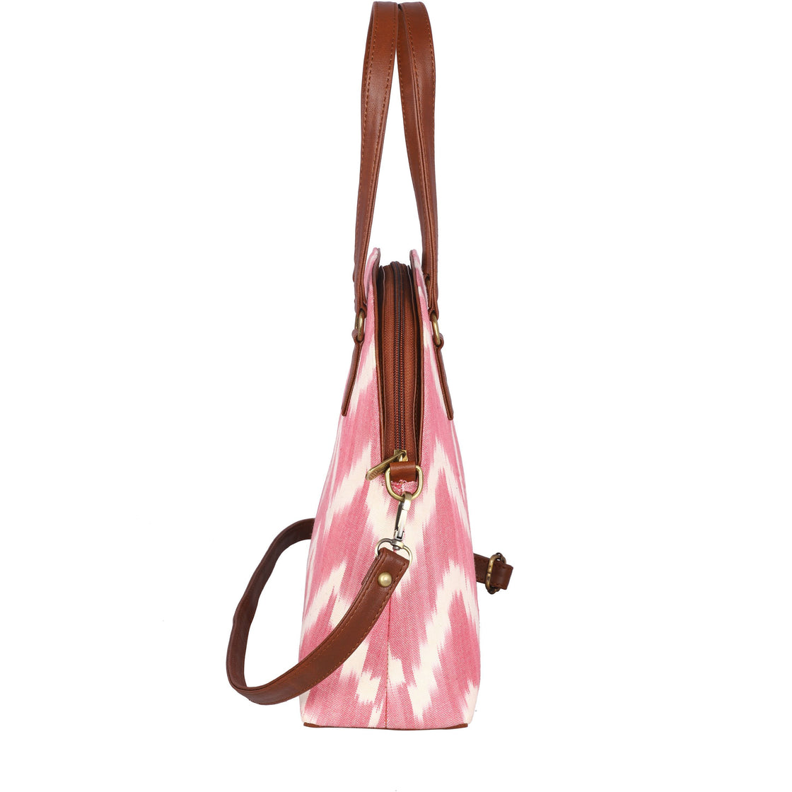 Handwoven ikat vegan leather handbag/crossbody bag