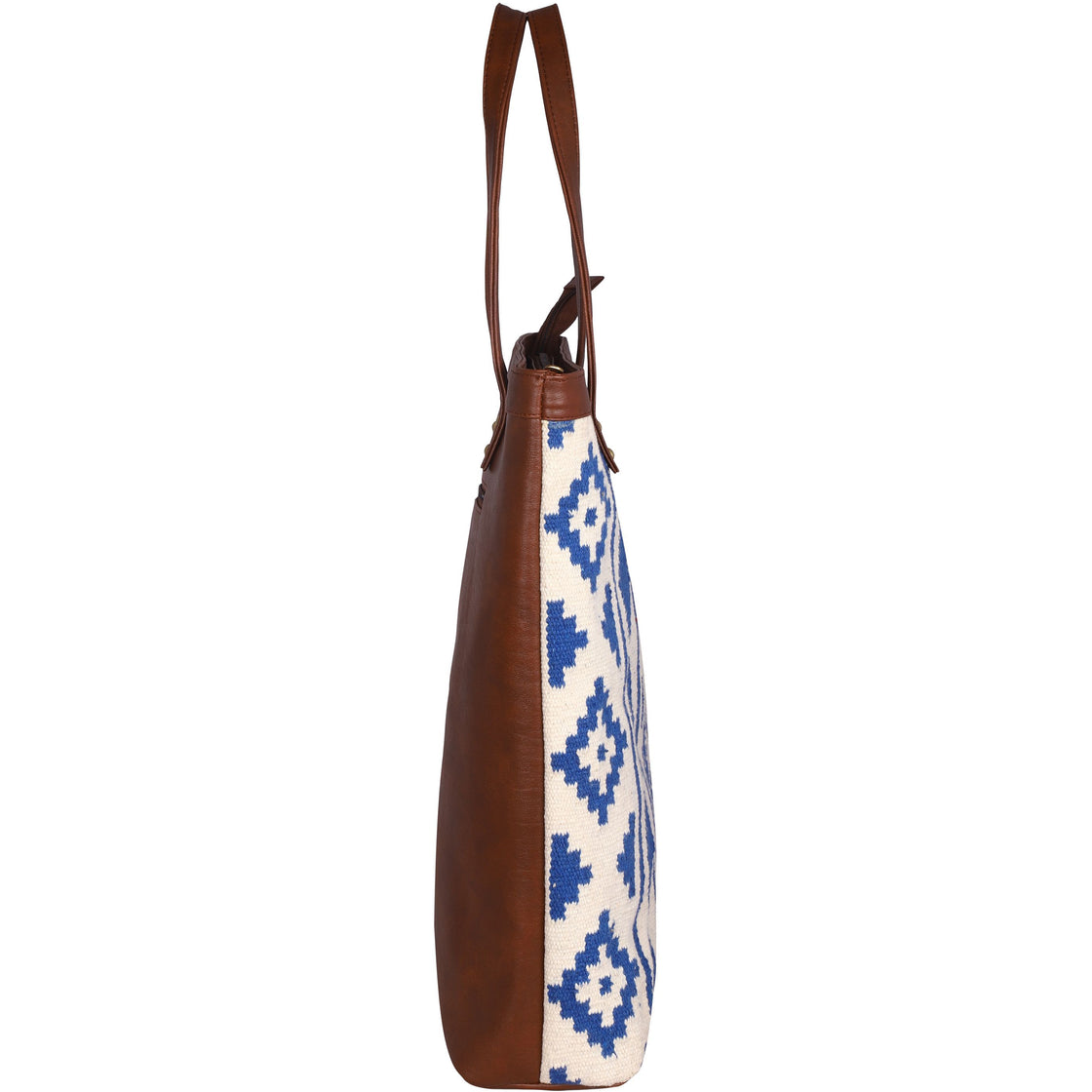Handwoven kilim and vegan leather tote bag