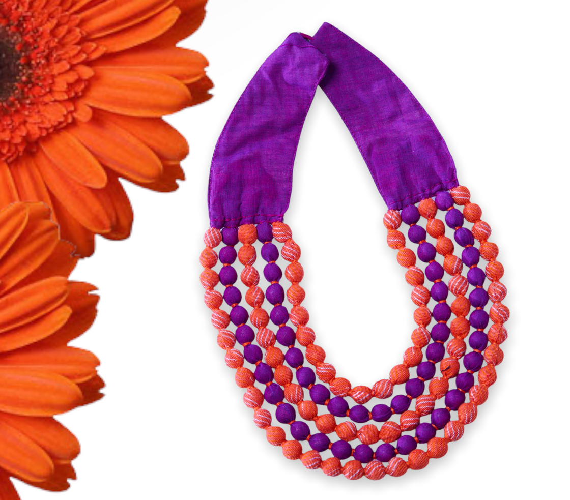 Ikat Fabric Beads Necklace