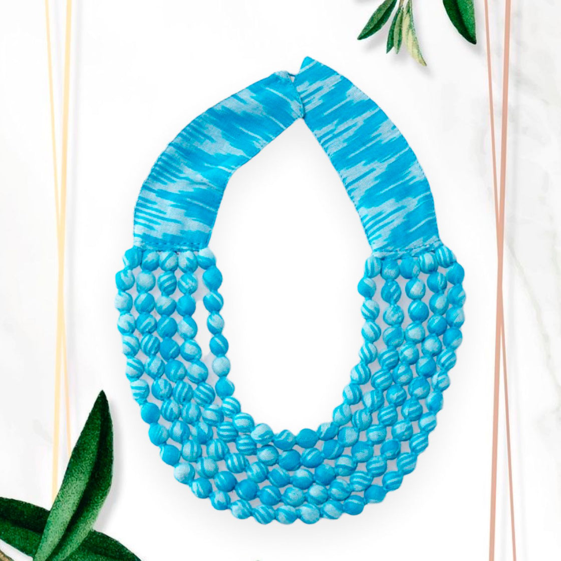 Ikat Fabric Beads Necklace